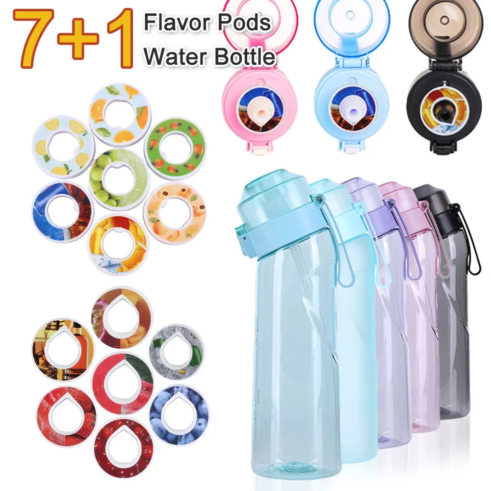 Flavored Water Bottle with 7 Flavoring Pods Air Scent Drinks Fruit Flavour 0 Sugar Up Water Bottles Flavor Pods for Camping