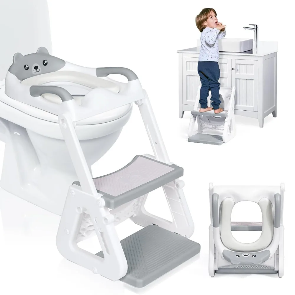 

Orzbow 2-IN-1 Potty Training Toilet Seat with Step Stool for Toddler, Stability Training Potty Seat for Kids Boys Girls