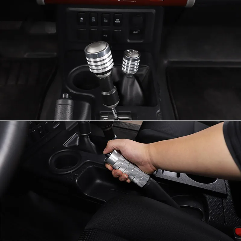 

For Toyota FJ Cruiser 2007-2021 Aluminum Alloy Car Shift Lever Cover Handbrake Lever Cover Decorative Sticker Car Accessories