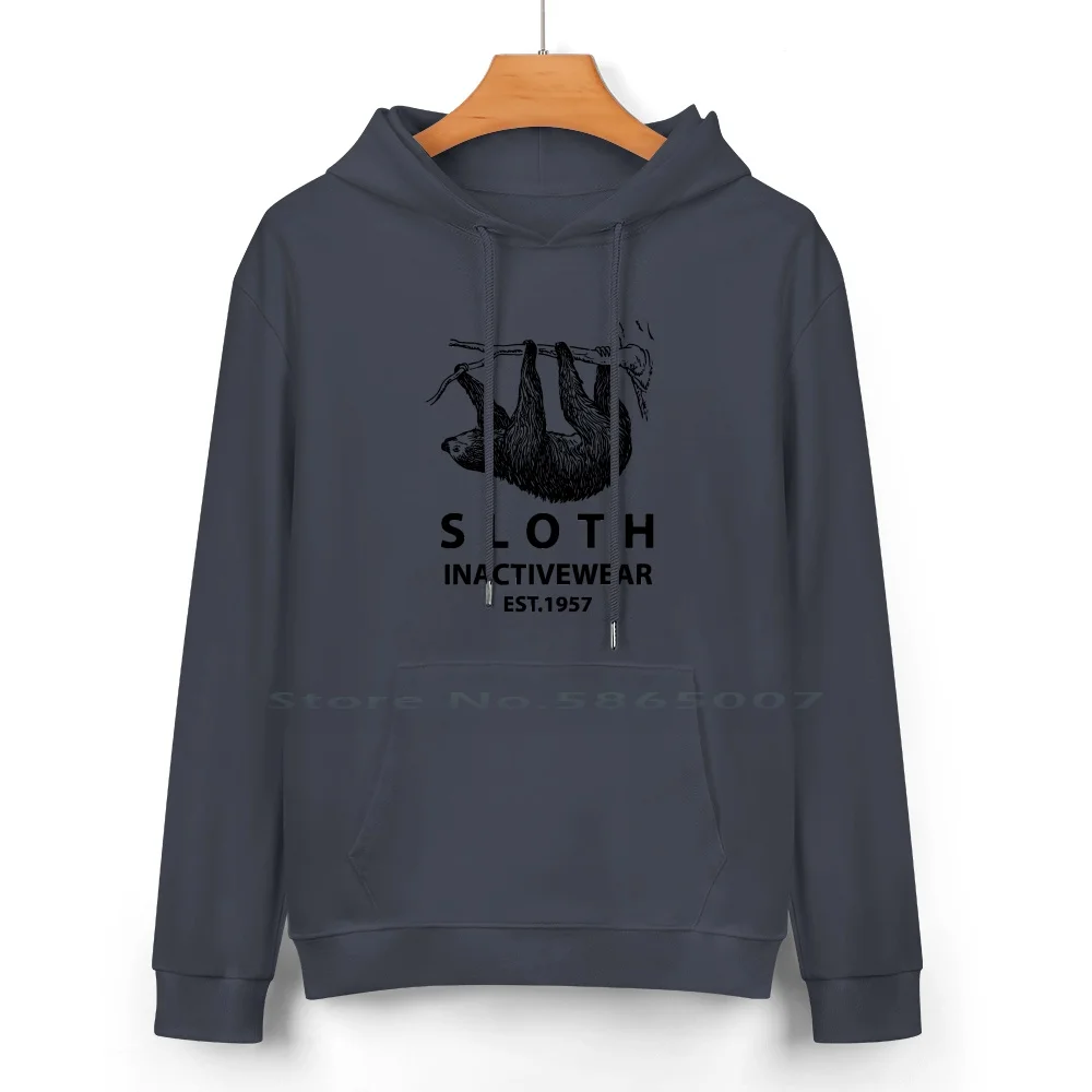 Sloth Inactivewear Pure Cotton Hoodie Sweater 24 Colors Sloth Lazy Animal Sportswear Pun Funny Running Sleep Band Eating Black