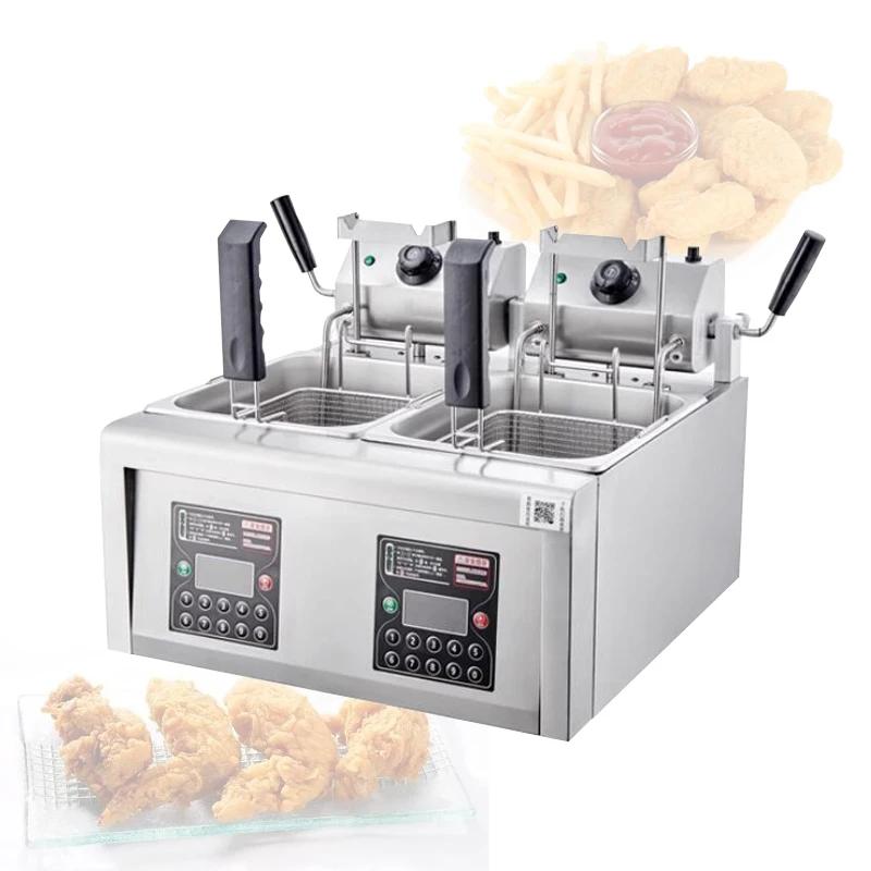 Automatic Lifting Fryer With Basket & Lid Kitchen Frying Machine With 10 Preset Times For Home Kitchen Restaurant Delis