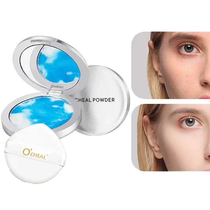 Polvo facial mate, control de aceite, 24 horas, maquillaje facial resistente al agua de larga duración, ajuste cosmético, polvo compacto con espejo