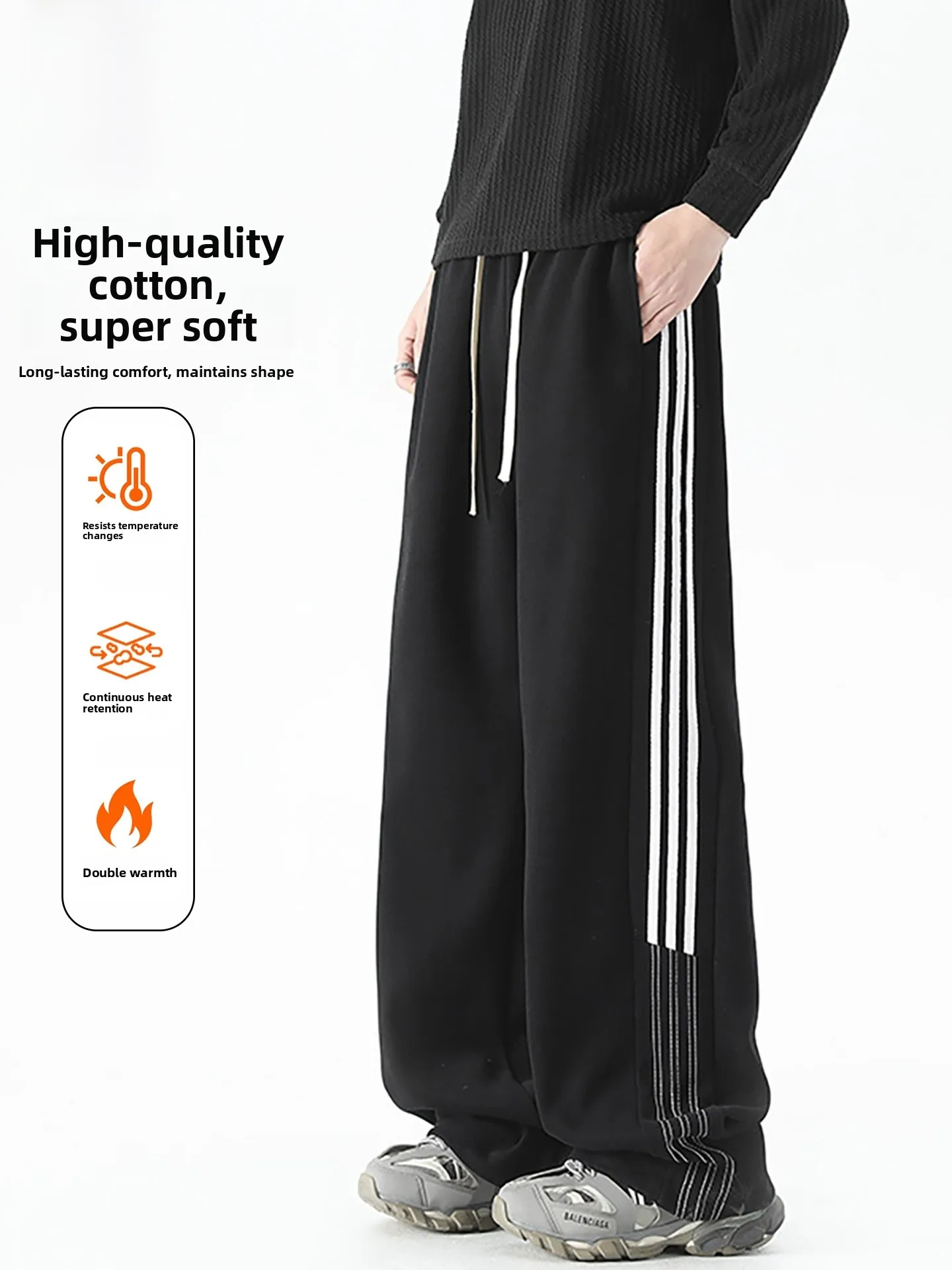 

Мужские широкие брюки в стиле ретро с флисовой подкладкой, повседневные, свободного кроя, черные, осенне-зимние, теплые, прямого кроя, модные, для активного отдыха