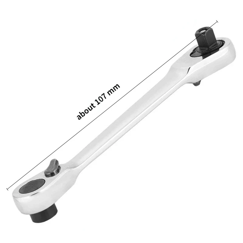 Portable 1/4 Inch Double Ended Quick Socket Ratchet Wrench Screwdriver Bit Spanner Two-way adjustable Hand Tools for Mechanic