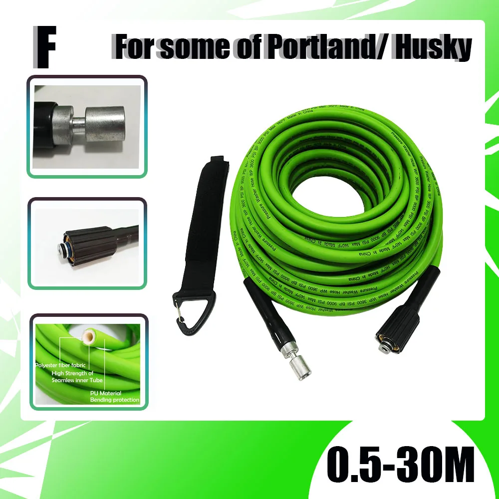 

0.5-30M Ultra Flexible Pressure Washer Hose Pipe Cord Kink Resistant Pressure For some of Portland/ Husky