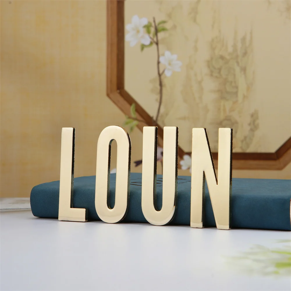 1Pcs Metal Self Adhesive House Number English Alphabet Letters for Apartment Room Door Plate Table Mailbox Number Stickers 7*3cm