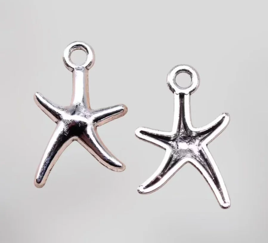 

40pcs 17*12mm Alloy metal tibetan silver starfish pendants for making DIY handmade HWH2578