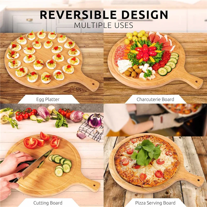

A24F-Deviled Egg Platter - Reversible Round Cutting & Serving Board For Charcuterie & Cheese - Perfect Tray For Easter