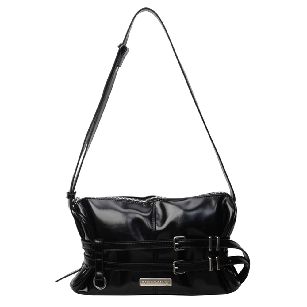 

Women Crossbody Bag Double Belted Strap PU Leather Satchel Purse Solid Color Zipper Clutch Purse Travel Commuter Bag