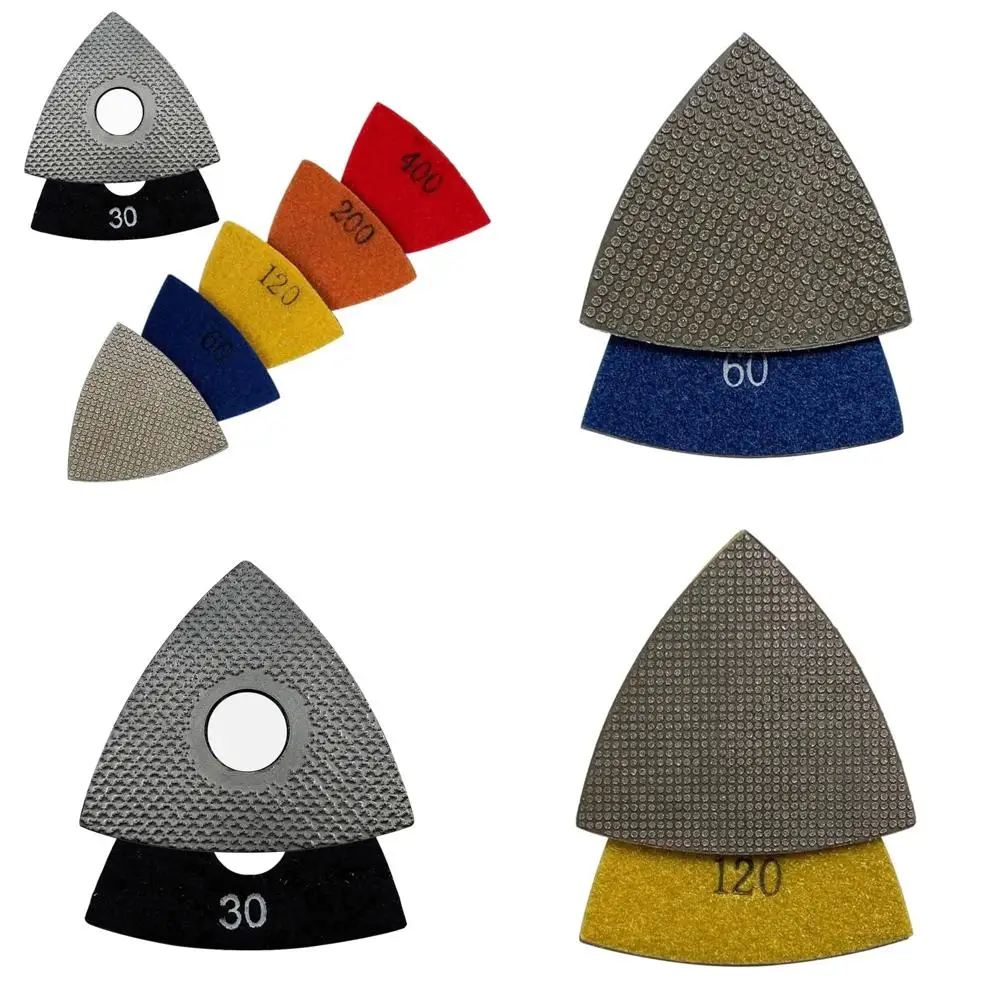 Triangular Diamond Grinding Pads for Oscillating Tools - 30, 60, 120, 200, 400 Grit Multi-Tool Accessories