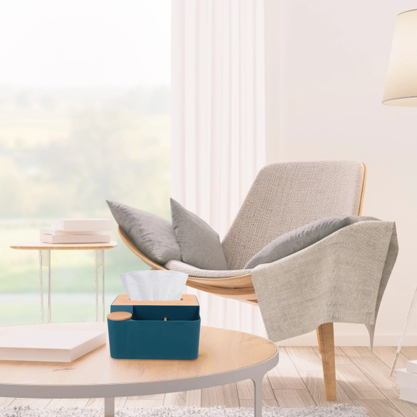 

1pc Wooden Lid Compartment Tissue Box Multifunctional Household Hotel Storage Napkin Container Desktop Organizer Space Saving
