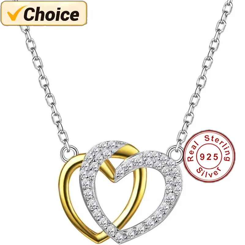 

Sterling Silver Necklace Heart zircon Pendant Necklace Mothers Day Gifts for Women