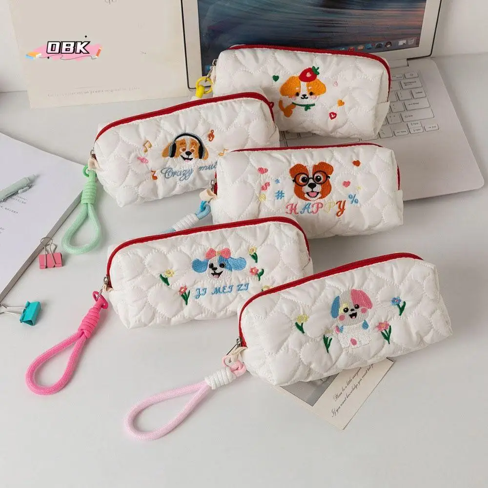 

Cartoon Embroidered Dog Dog Pen Bag Large Capacity With Pendant Rope Puppy Cosmetic Bag Ins Style Pencil Pouch Children