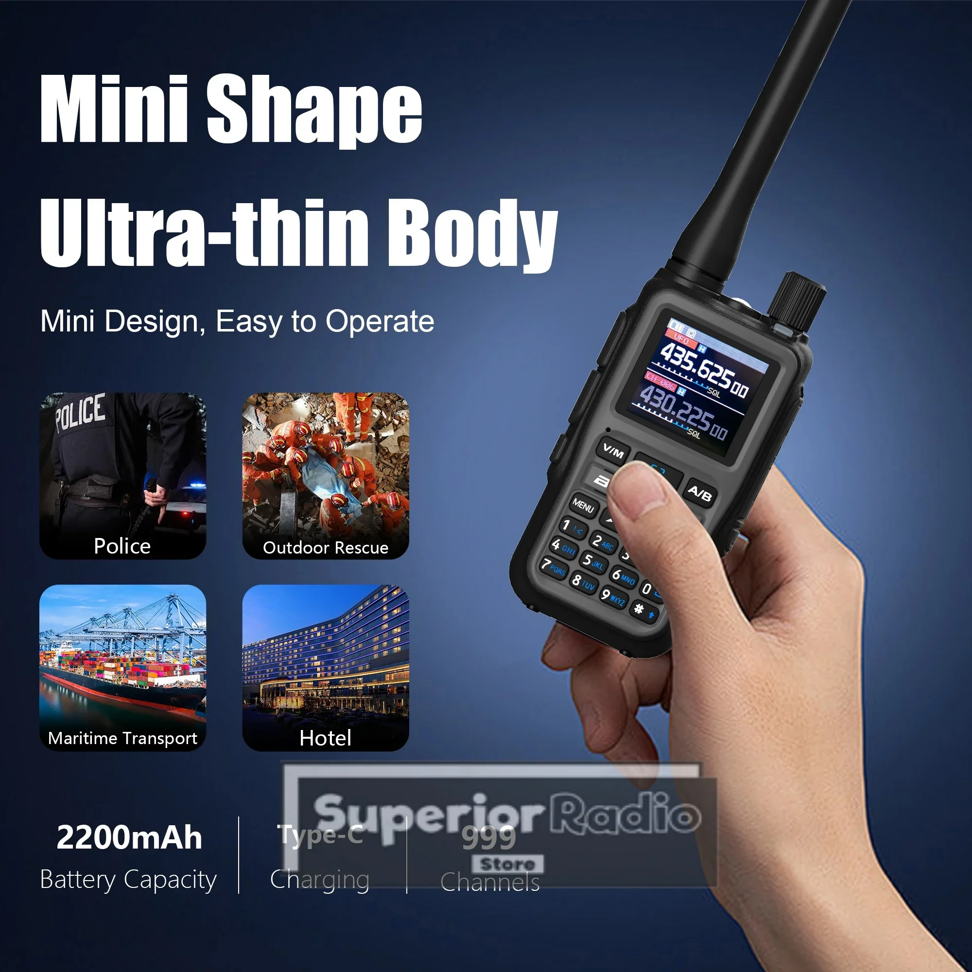 Baofeng UV-5R Mini Walkie Talkie Bluetooth APP Programming Multi Band AM FM Wireless Copy Frequency Dual PTT Type-C 999 Channel