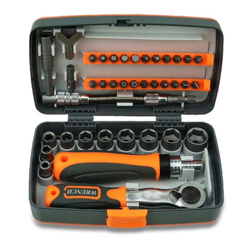 38Pcs1 Ratchet Screwdriver Set Adjustable Socket Wrench Precision Bits Tool Kit