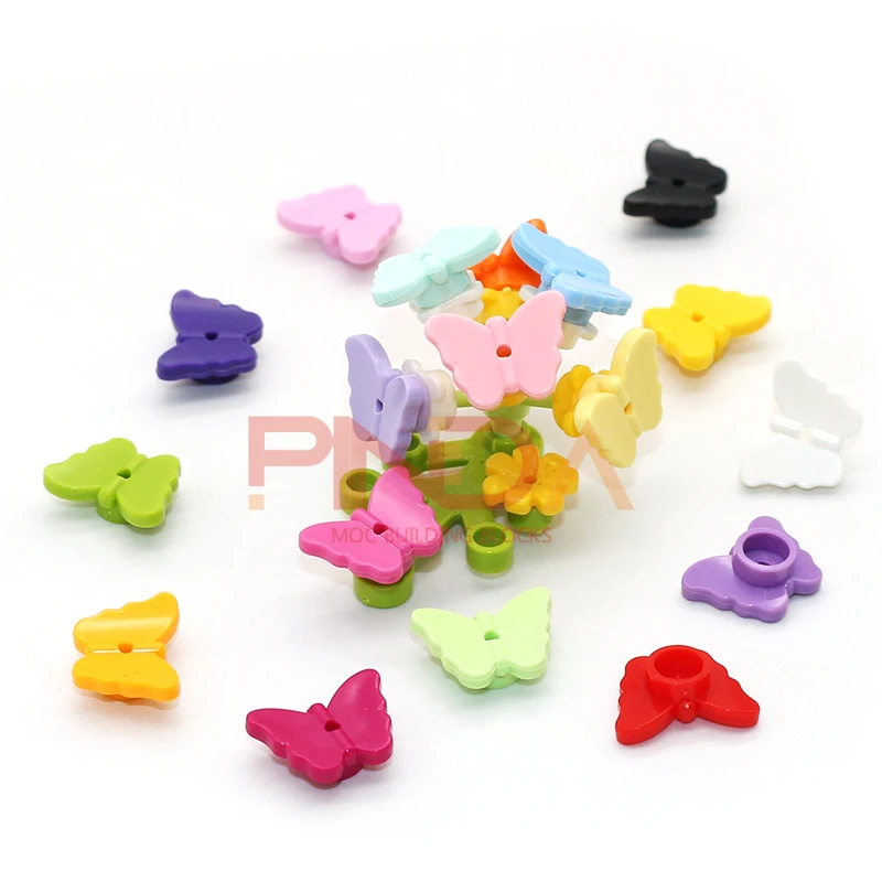 50 peças moc animais parte clássica adaptativa tijolo blocos de construção peças cena série animal borboleta