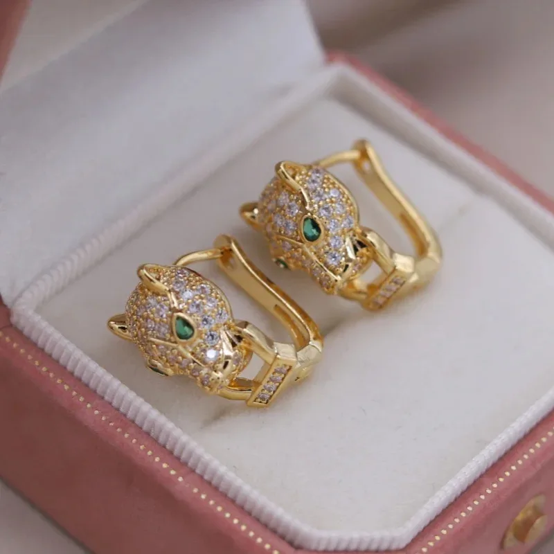 

TUES Korea new design fashion jewelry 16K gold plated animal leopard earrings elegant women's daily work accessories