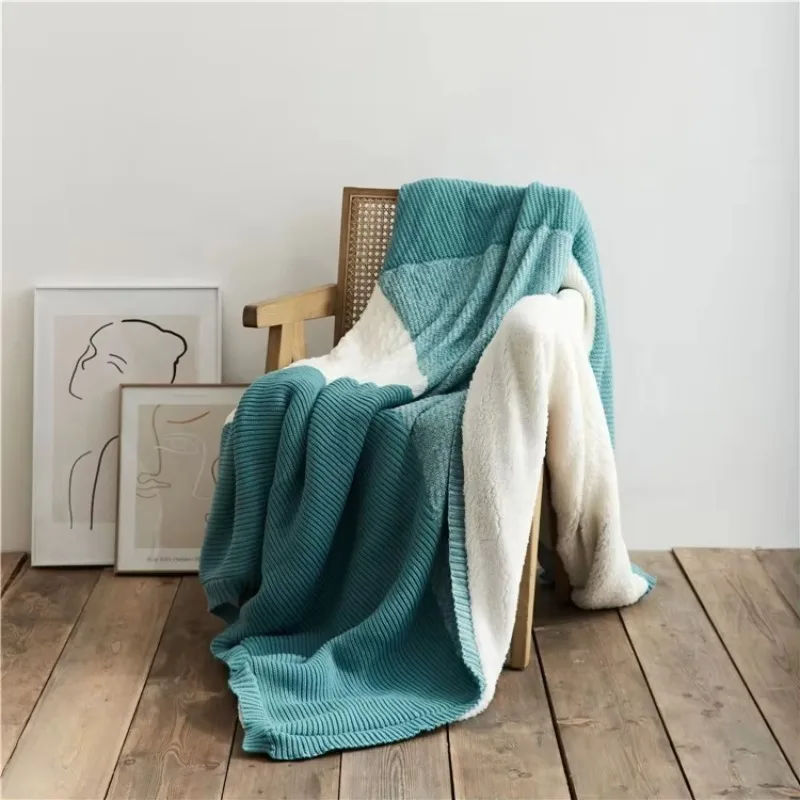 

Winter Thicken Solid Color Office Polyester Blanket Pink Nap Sofa Custom Warm Wool Blanket With Logo