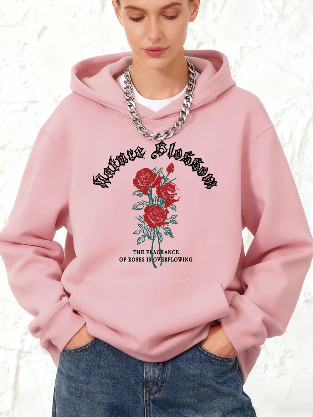 خمر خطابات والزهور يطبع قلنسوة من القطن المرأة الشتاء الصوف الدافئة البلوز الركض جيب البلوفرات ملابس رياضية فضفاضة