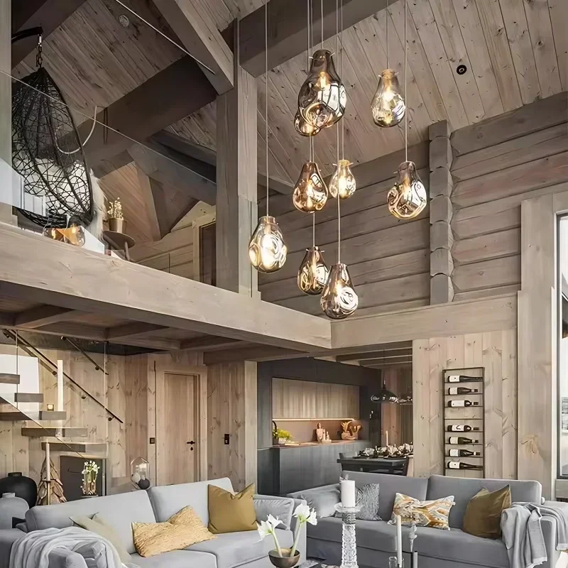 New Designer Hand Blown Glass Chandelier Nordic Modern Pendant Lamp Adjustable Ceiling Luster Light