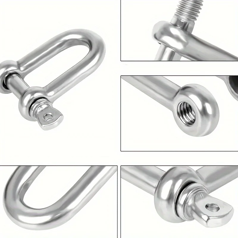 10pcs Heavy-Duty Carbon Steel D-Chain - Corrosion-Resistant, Durable & Flexible D- Chains Suitable for Heavy Engineering