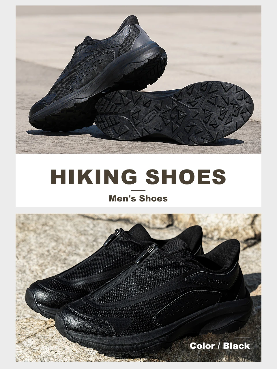 Baasploa Herren Trail Adventure Trainingsschuhe mit Seitenreißverschluss Outdoor-Fußbekleidung Atmungsaktive Reise-Sneaker Leichte Wanderschuhe – Detail 14