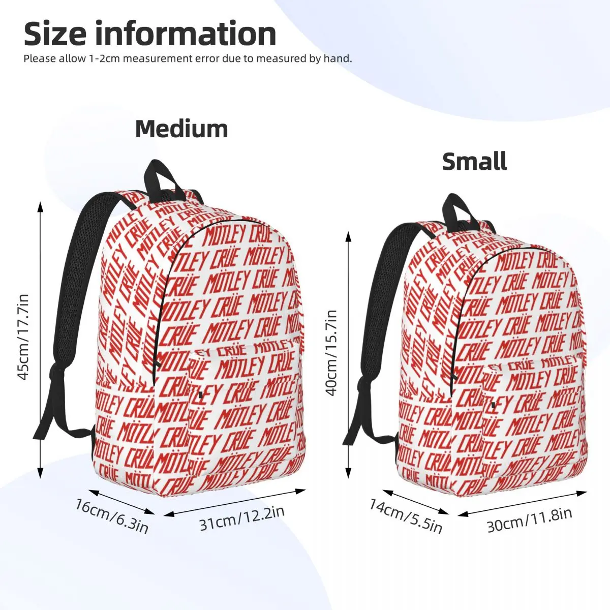 Motleys Crues Metal Rock Backpack Daypack Large Capacity Children BookBag School Bag Shoulder Bags for Men Women