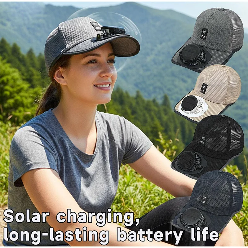 Solar Fan Sun Hat with USB Charging Adjustable Breathable Sunscreen Baseball Cap Summer Outdoor Hiking Fishing Cooling Fan Hat