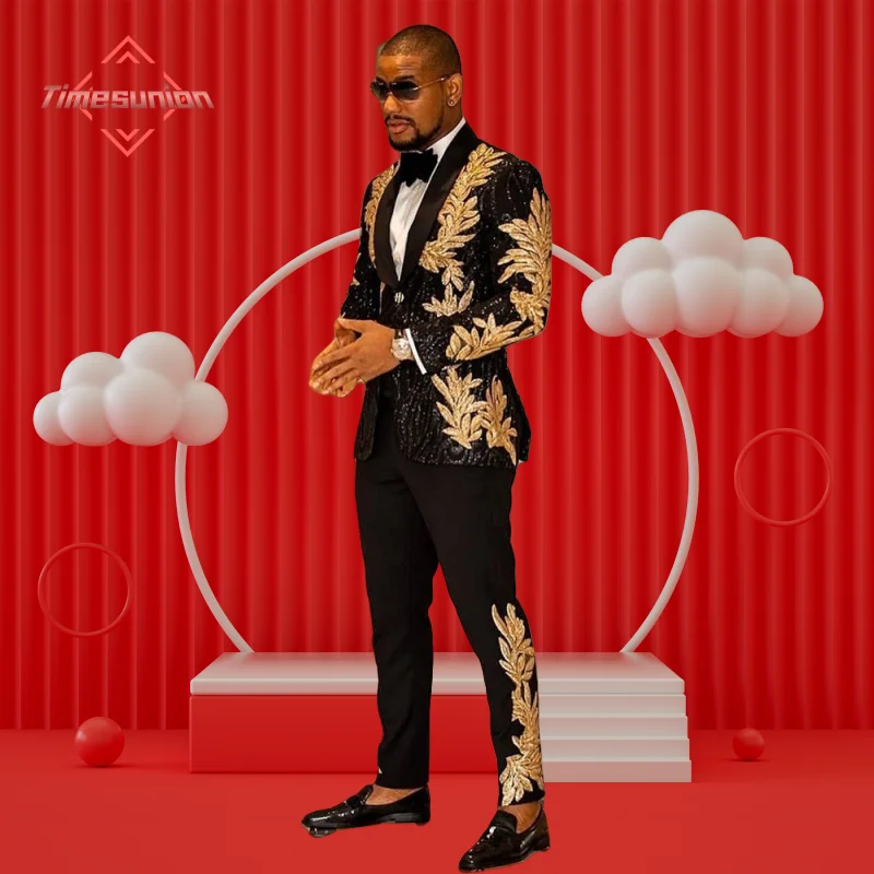 

2Pieces Set Men Stage Costume Sequins Male Stage Suit Host New in Suits and Blazers Man Blazers Luxury Designer Nightclub Pants