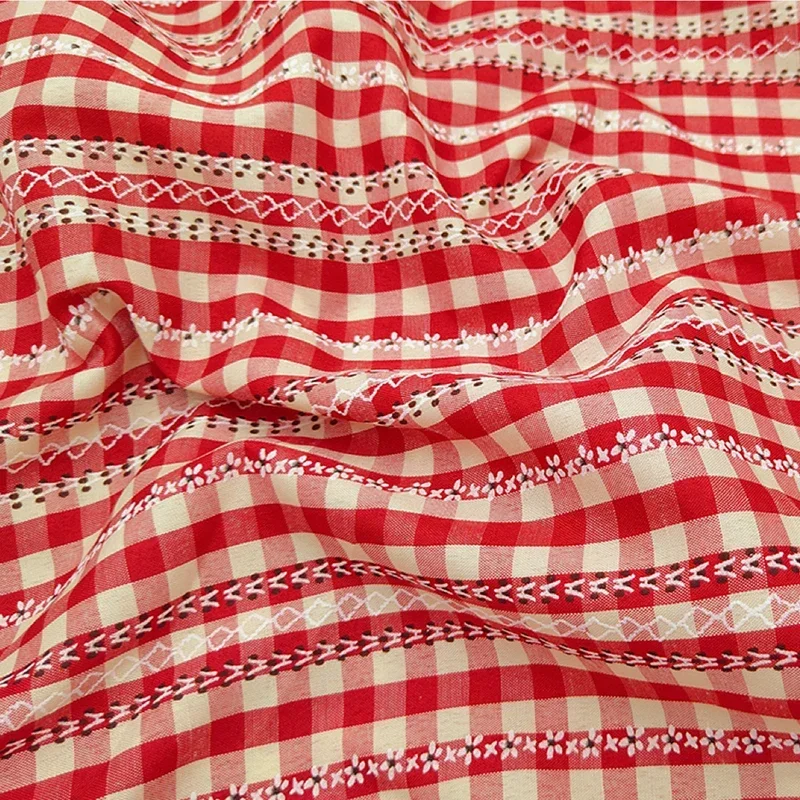 

Printed Checkered Fabric Jacquard Dress Camisole Skirt Decorative Tablecloth Fabrics for By Meter Diy Material Sewing Cloth