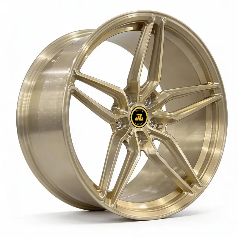 Custom Champagne Gold Monoblock Racing Rim 17 18 19 20 21 22 Inch Wheels 5 Split Spoke Forged Wheels Rims E90 E60 F10