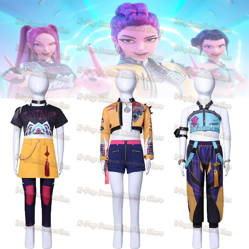

Anime KPop Demon Hunters Kids Rumi Zoey Mira Cosplay Costume Huntrix Uniform Outfit For Girls Boys Halloween Role Play Party