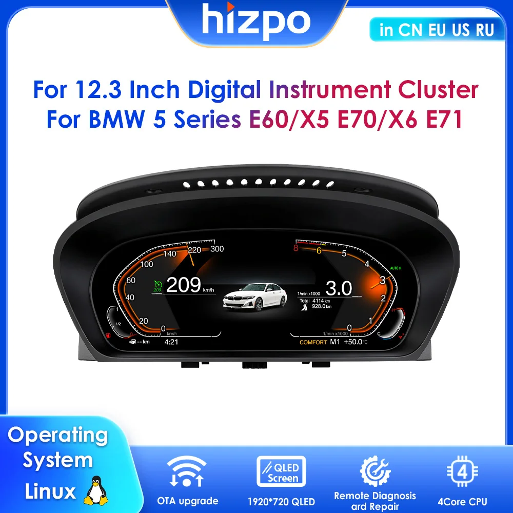 

12.3"Digital Instrument Cluster Dashboard For BMW 5 Series E60/E61 2003-2010/6 Series E63/E64 2003-2010/X5 E70 /X6 E71 2006-2013