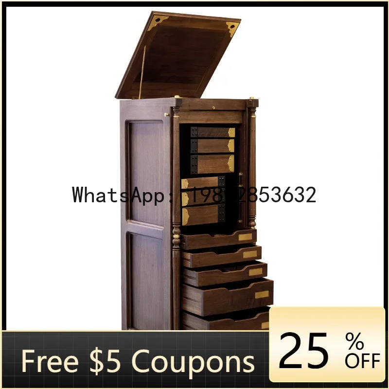 a3  Black Walnut Tea Cup Tea Set Storage Modern Floor-standing Curio Cabinet Tea Set Cabinet