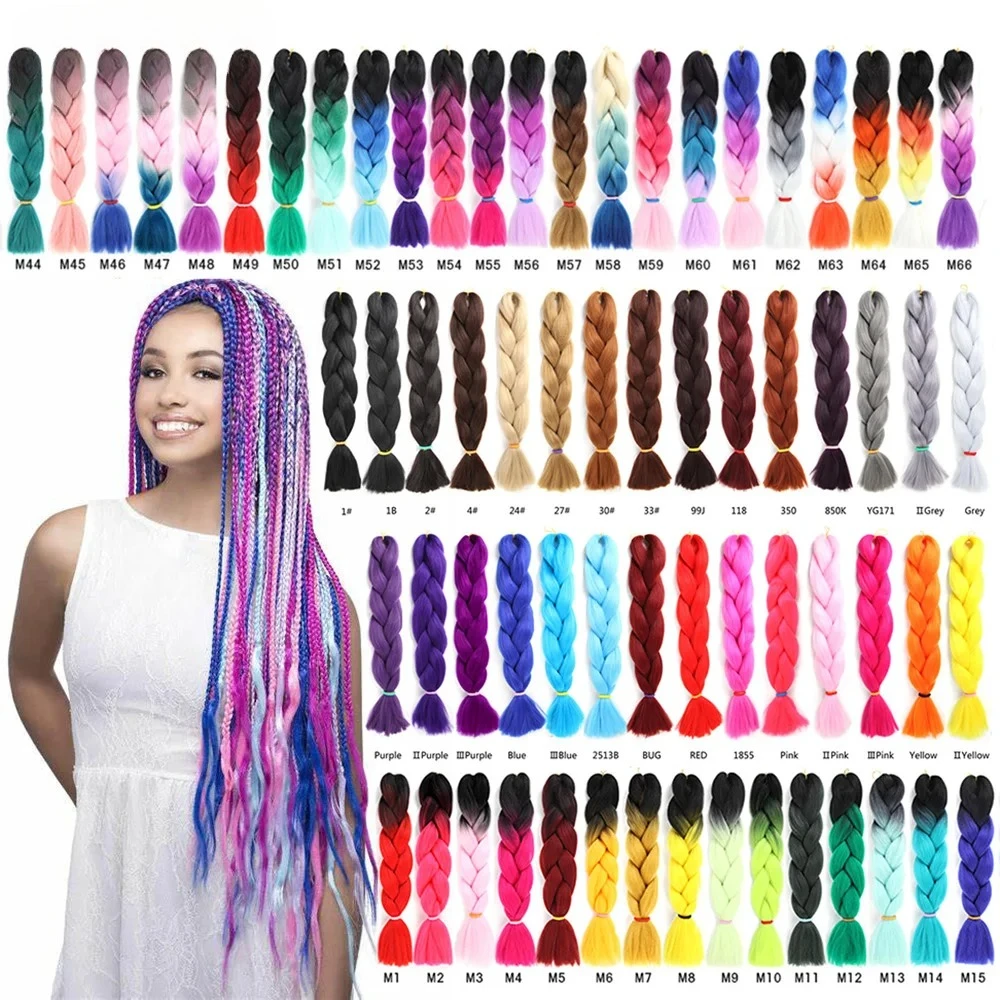 Lihui 24 Zoll Jumbo Braid Synthetisches Flechthaar Ombre Jumbo Haarverlängerung für Frauen DIY Haarflechten Rosa Lila Gelb Grau