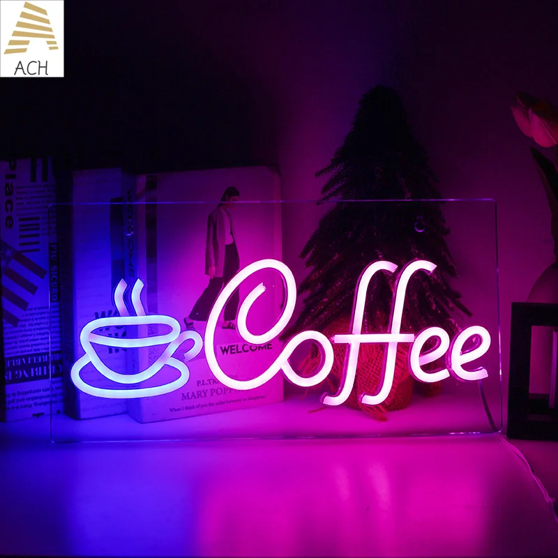 

Cafe Neon Light Signs Led Signs Restaurant Decor Wall Pantry Bar Welcome Open Sign USB Easy Install