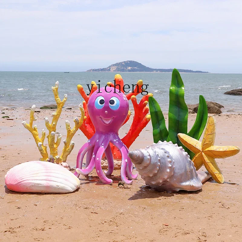 L7-15 simulation shell coral conch sculpture fiberglass ornament outdoor garden beach decoration
