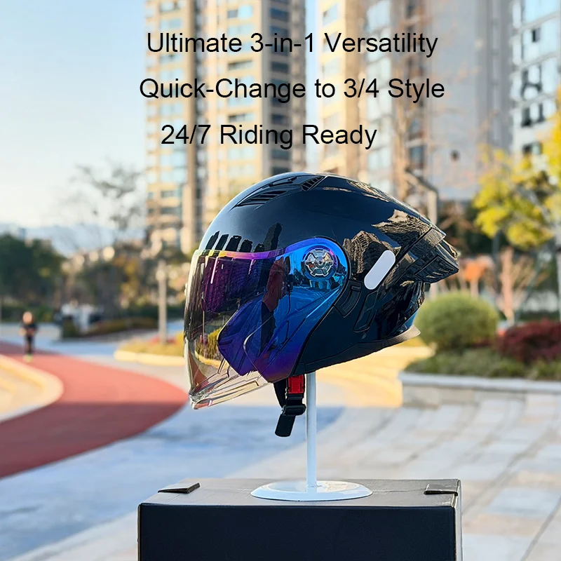 

NBTK Dual Lens Cascos Para Moto Flip-Up Helmet: Bonus Wide Visor Included, 3-Way System Lightweight Capacete DOT Approved