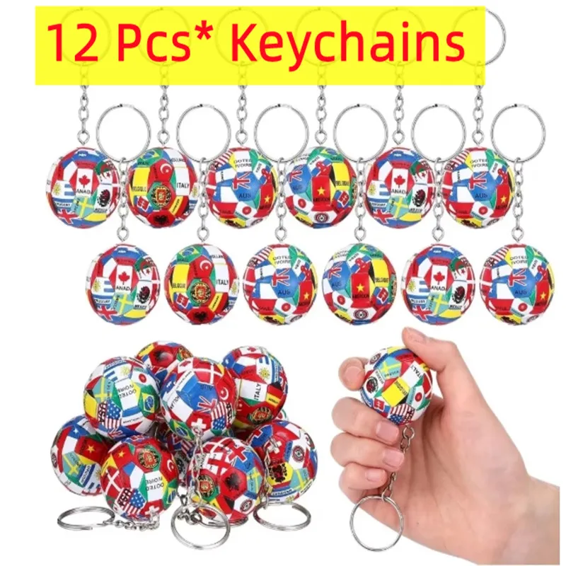 12 pcs New World Flag Football Keychain Country Soccer Club Fans Keyring Car Key Chains Souvenir Bag Pendant Accessories Gifts