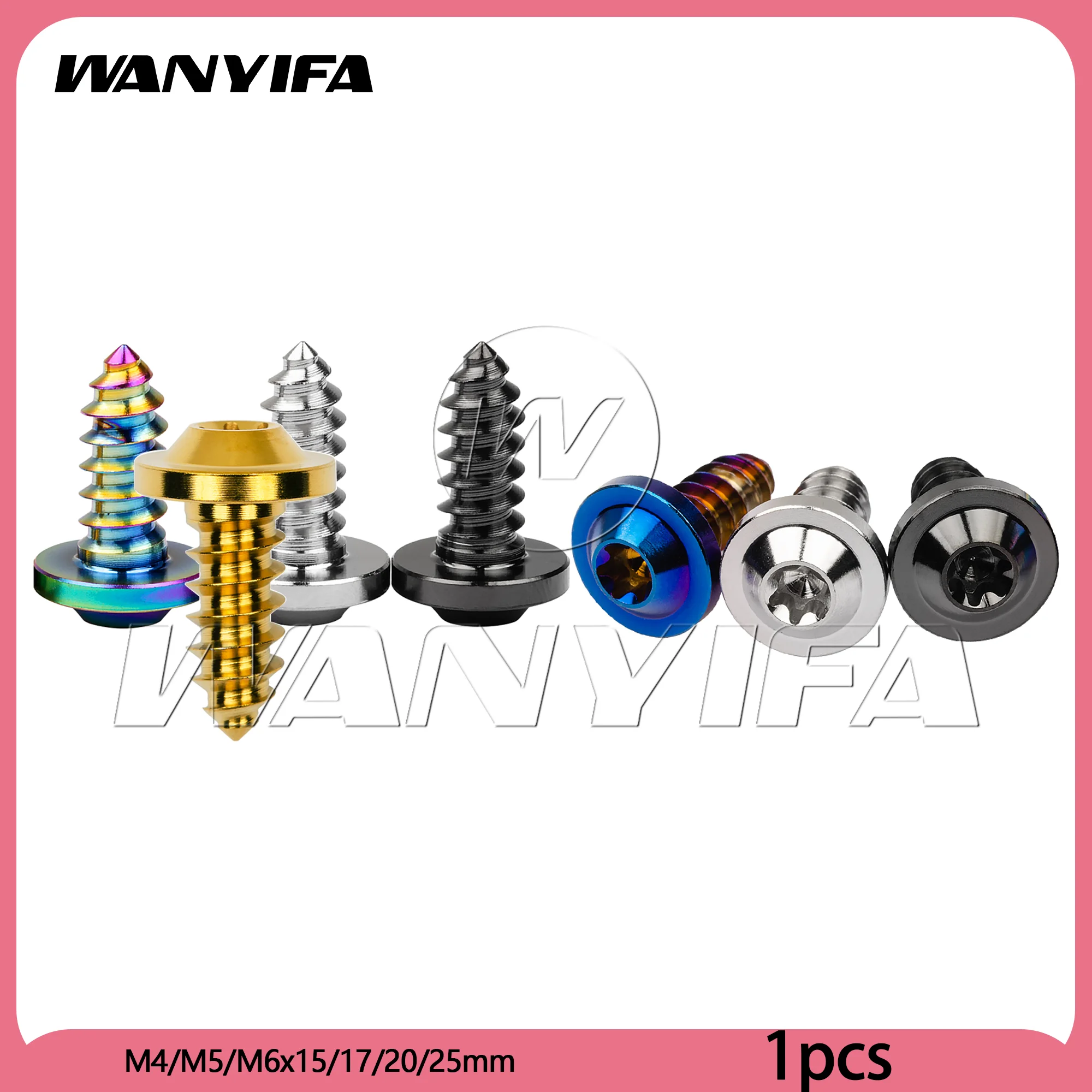 Wanyifa Titanium Bolt M4/M5/M6x15 17 20 25mm Self Tapping Torx Head Screws for Bike Motorcycle Car Boat Fasteners