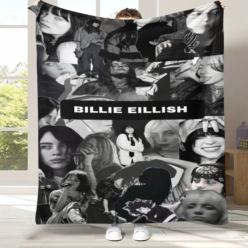 3D Billie Eilish Style Grunge Music Corner Flannel Throw Blanket,Cozy Warm Blanket for Bed,Sofa,Living Room,Picnic,Home Decor