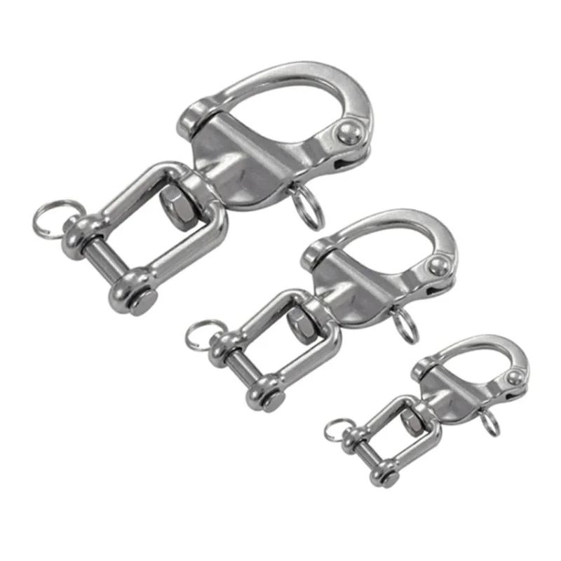 

Lightweight and Strong Boat Hook Stainless Steel Spring Shackle with Fork for Boats Watercrafts Easy Attachment Removal D7YA