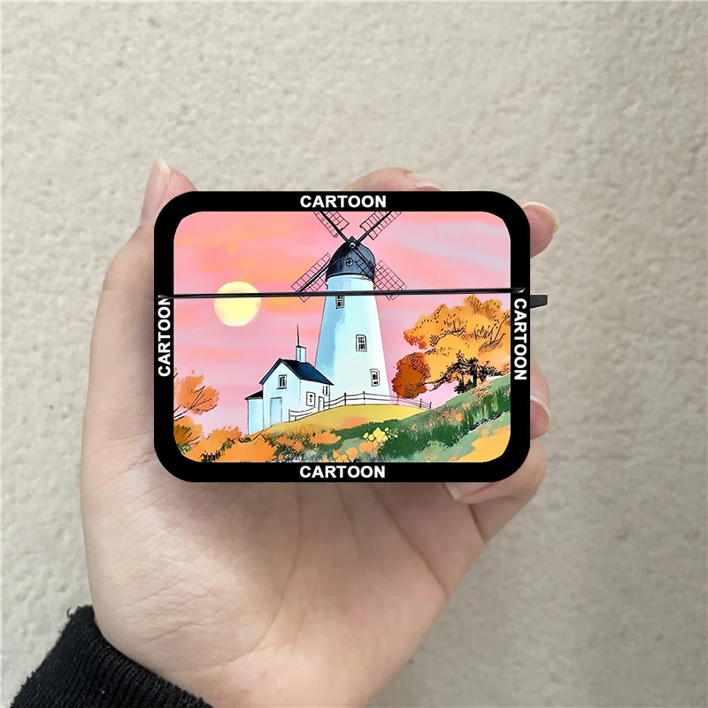 Japan Anime Mount Fuji Landscape Earphone Case For Airpods 4 2 3 Pro Cute Wireless Headphone Cover For Air Pods Pro2 Accessories