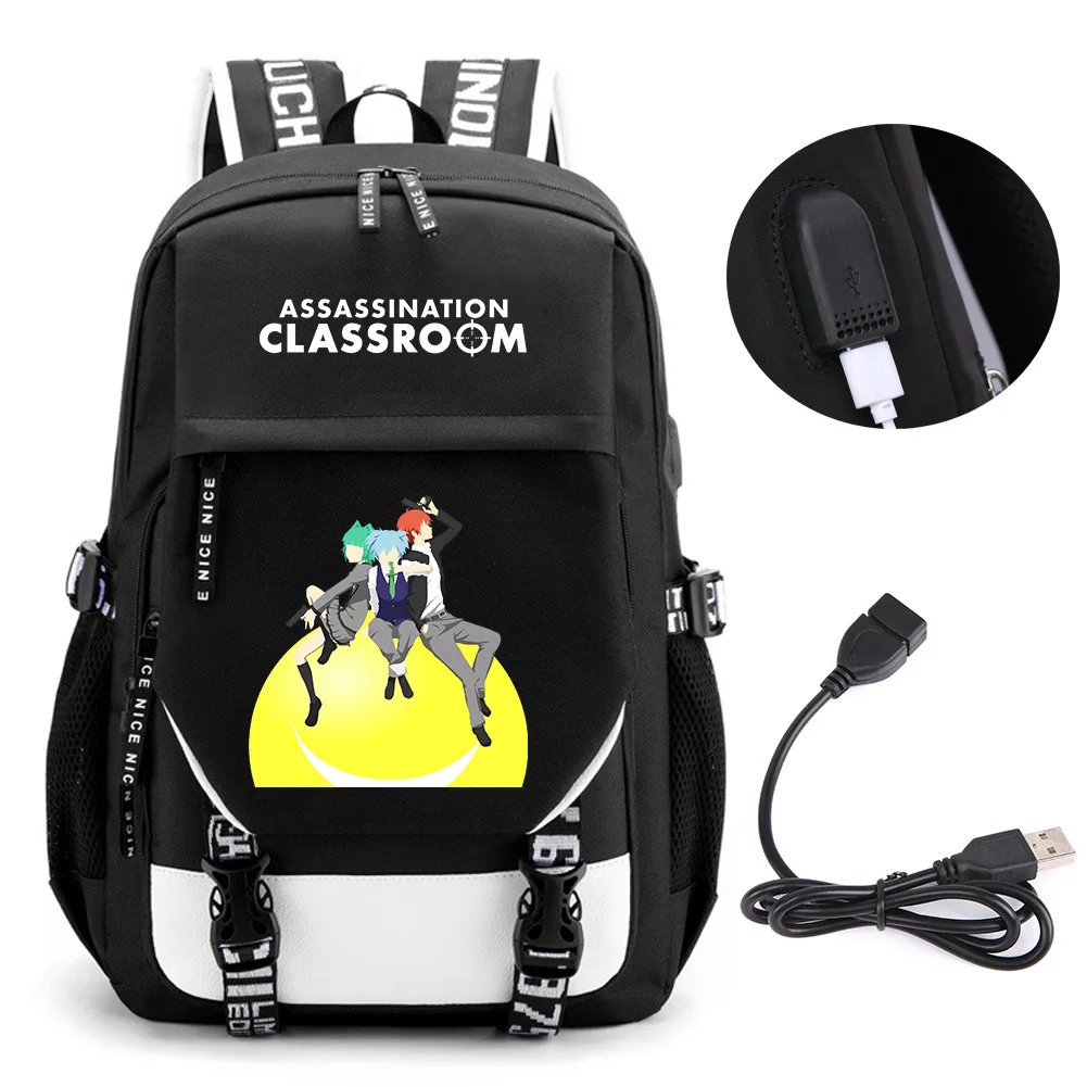 Mochila de Anime Assassination Classroom Octupus, mochilas escolares para libros, bolsa de viaje con puerto USB, portátil, regalo para niños y niñas