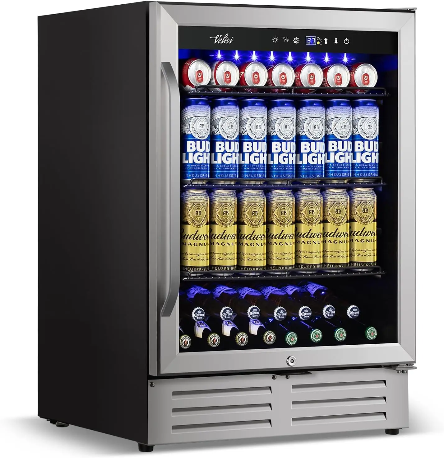 24 Inch Beverage Refrigerator, 210 Cans Under Counter Beverage Cooler, 24