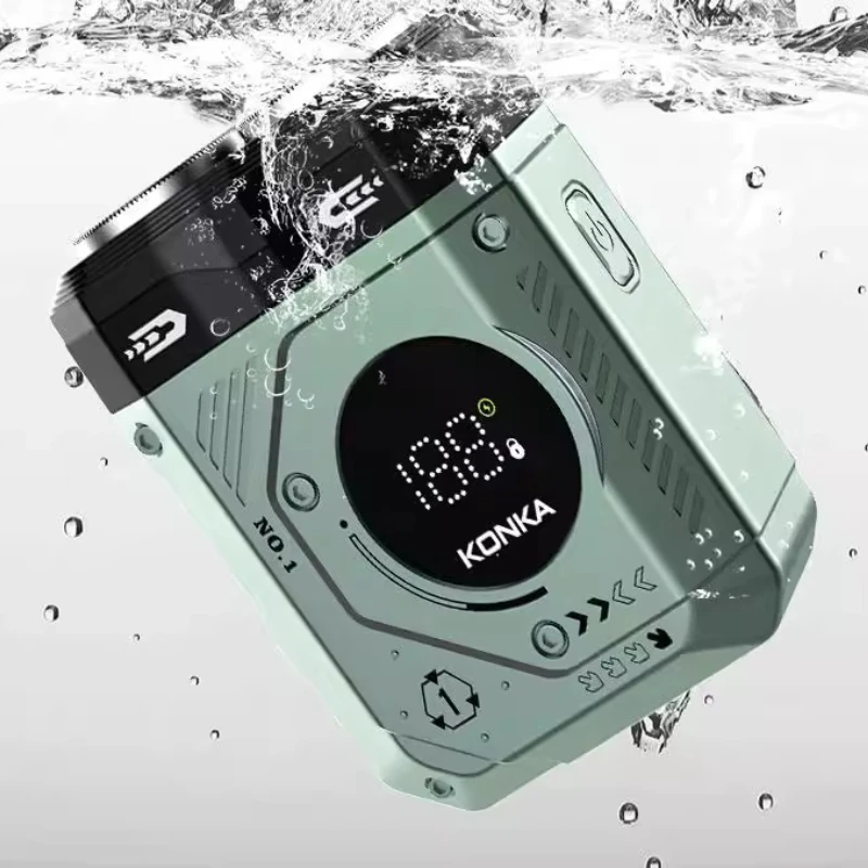 ماكينة حلاقة كهربائية جديدة مزدوجة الشفرات من كونكا للرجال عالية الطاقة مع شاشة رقمية وعمر بطارية طويل ماكينة حلاقة محمولة مثالية للسفر