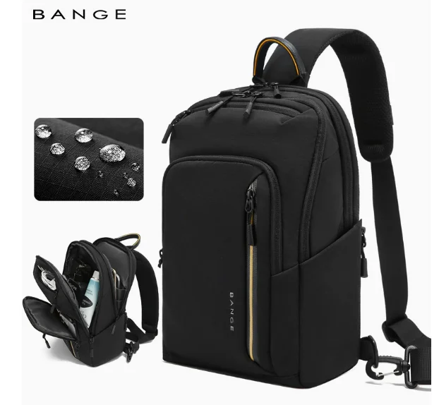 Versatile Men's Chest Bag Men's Crossbody Backpack Waterproof sling bag BANGE New Men's Chest Bag Travel Crossbody Shoulder Bag