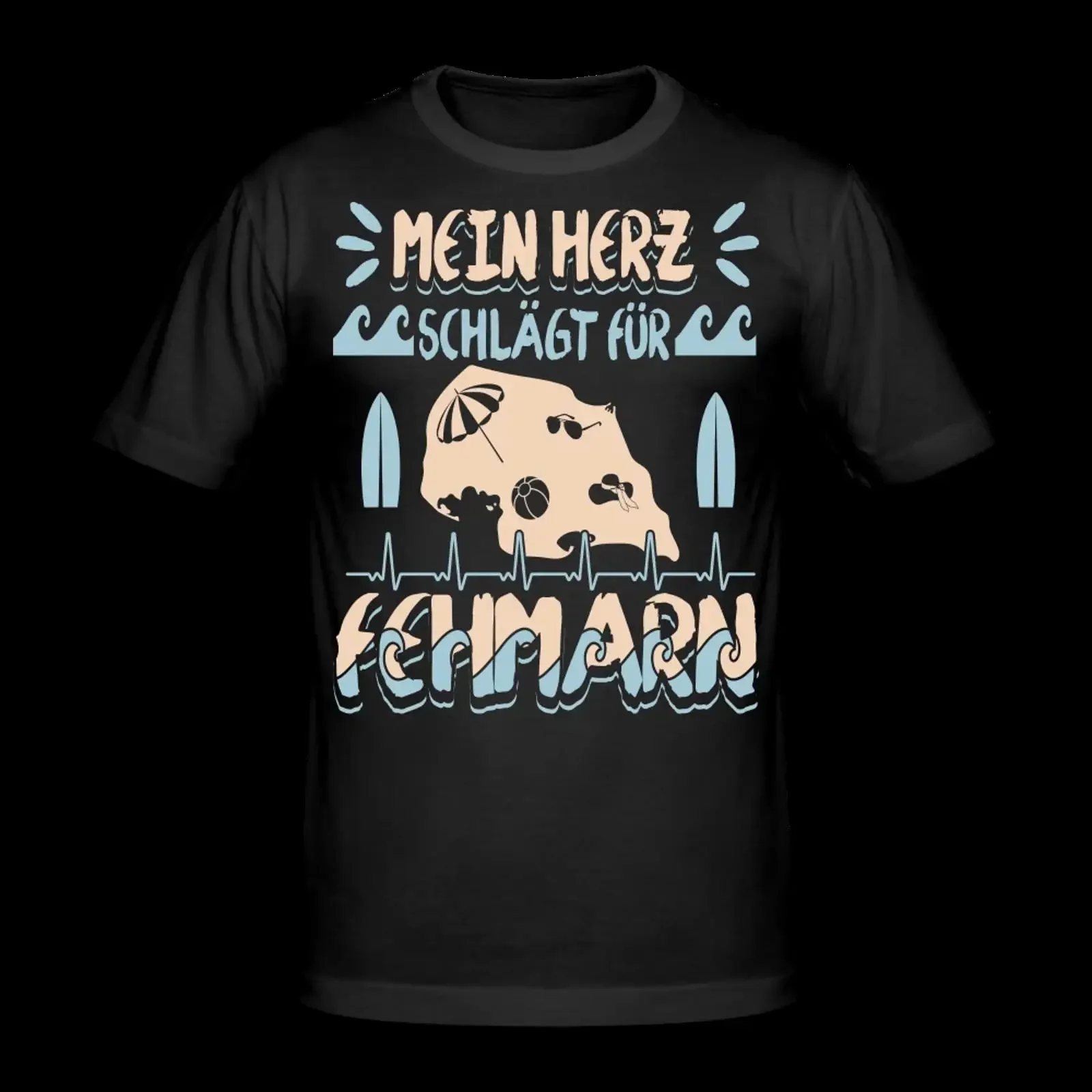 Mein Herz Schlägt Für Fehmarn T Shirt Ostsee Geschenk vintage Washed Unisex Top For Everyday Wear Soft fashion Slightly