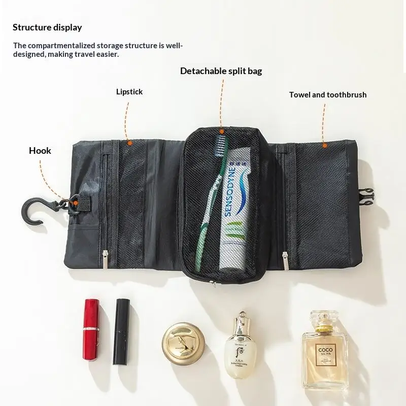 .Hot Sale-1Pcs Business Trip Toiletries Storage Bag Snap Folding Toiletry Bag Hook High Quality Cosmetic Bag 2026