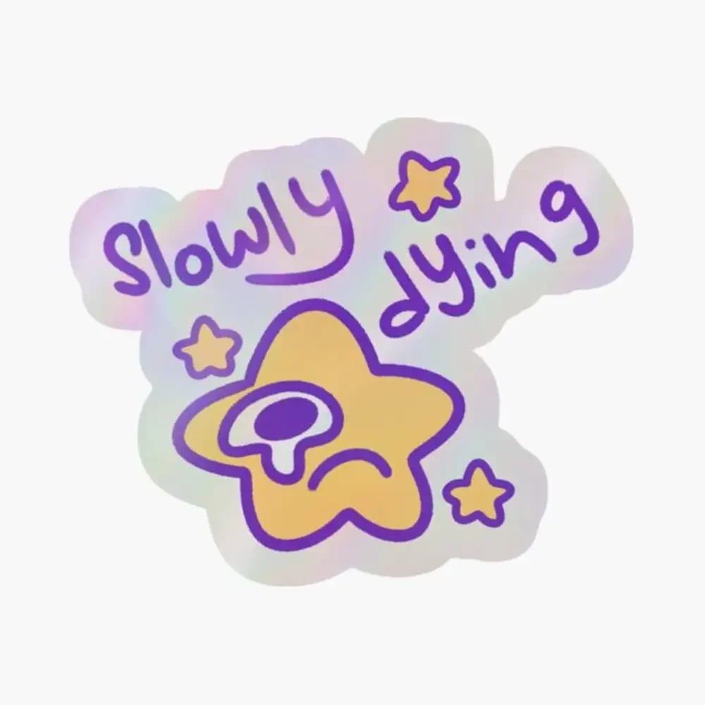

Slowly Dying Star Holographic Sticker for Laptop Decor Bedroom Car Cute Cartoon Art Fashionable Public Suitcase